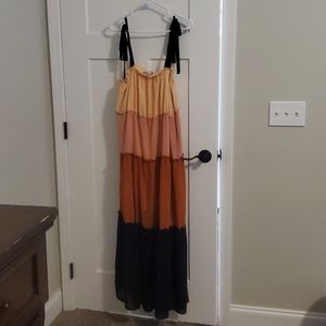 Tiered Maxi Dress, Neutral Colors, L